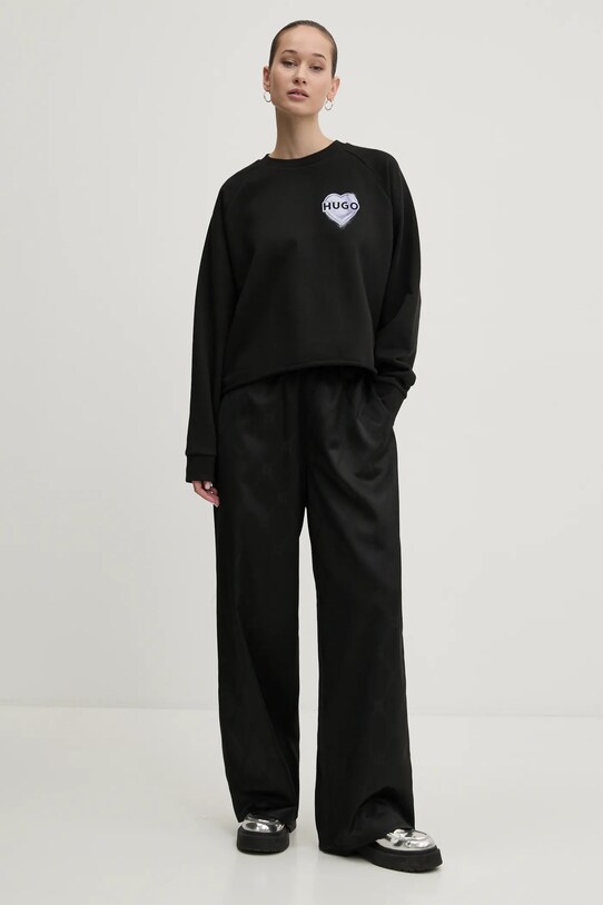 HUGO bluza bawełniana 50534271 czarny SS25
