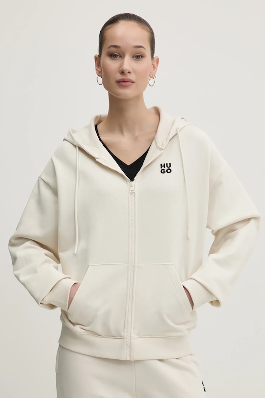 Bombažen pulover HUGO S kapuco bež 50535240