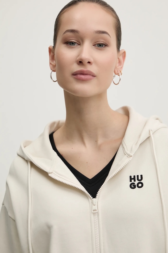 Bombažen pulover HUGO bež 50535240