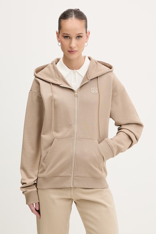 HUGO felpa in cotone Dalfine beige 50535240