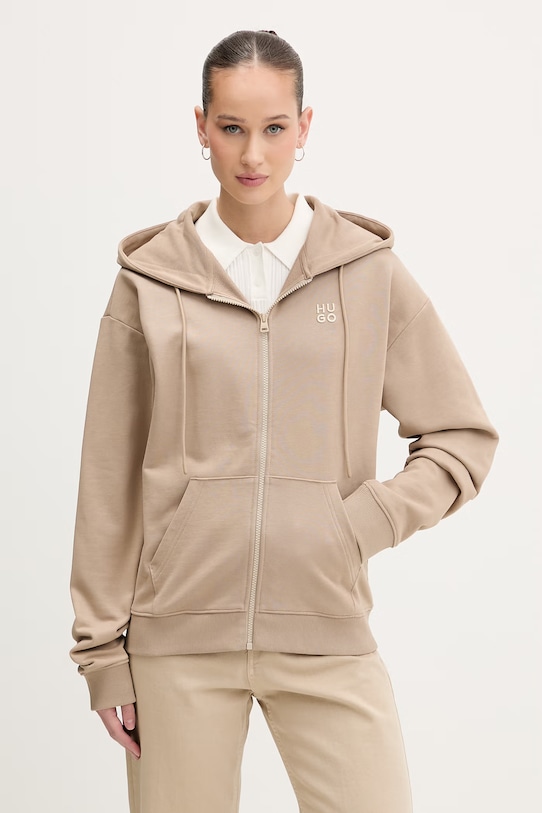 HUGO felpa in cotone Dalfine beige 50535240