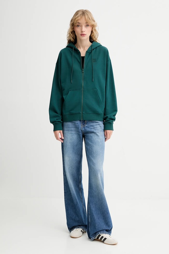 HUGO bluza bawełniana 50535240 zielony AW25