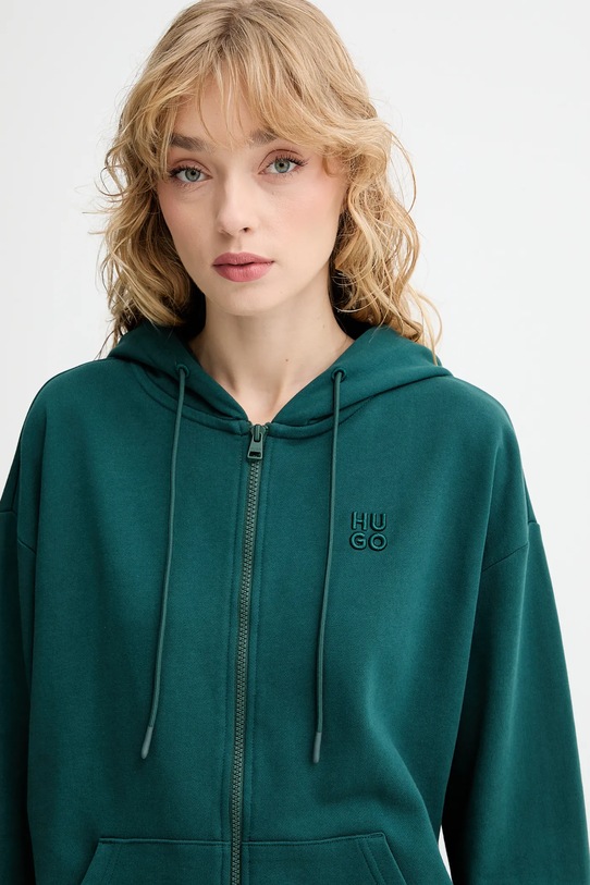 HUGO bluza bawełniana zielony 50535240