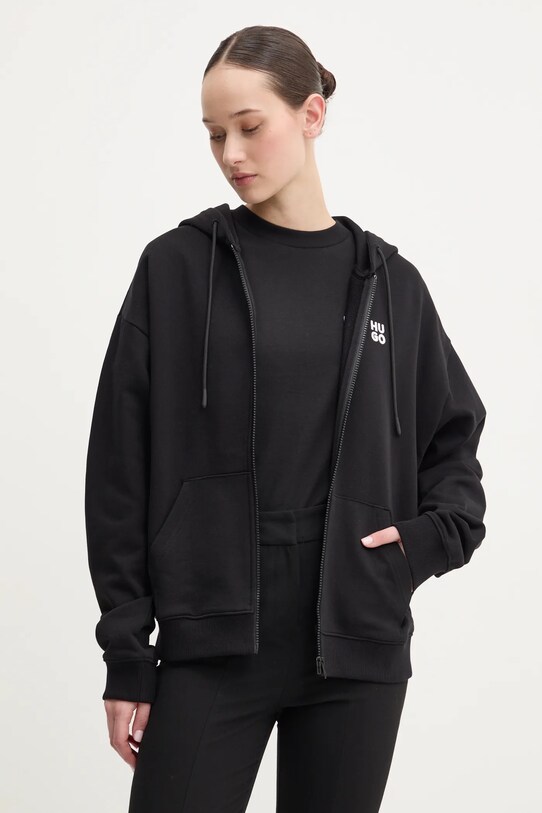 HUGO bluza bawełniana bawełna czarny 50535240
