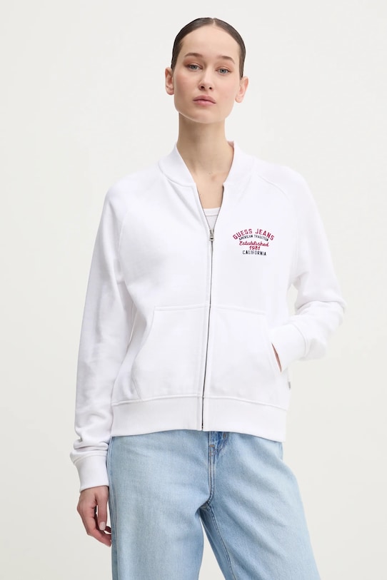 Guess Jeans bluza bawełniana aplikacja biały W5RQ22.K68I4