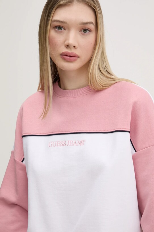 Guess Jeans pamut melegítőfelső rózsaszín W5RQ26.K68I4