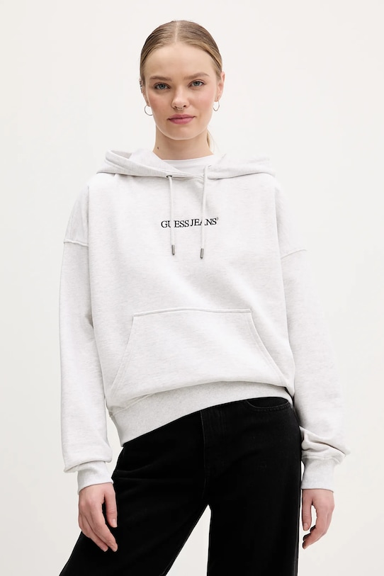 Guess Jeans bluza bawełniana z kapturem szary W5RQ27.K68I4
