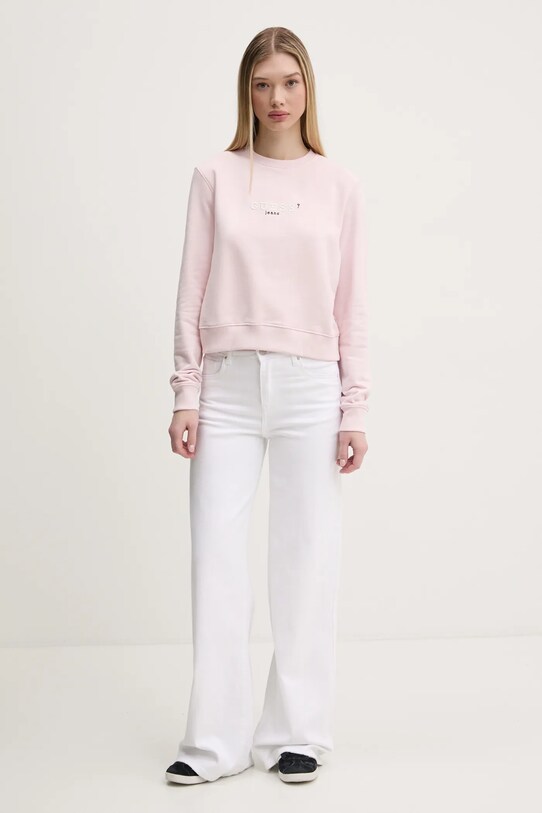 Pamučna dukserica Guess Jeans W5RQ28.K68I4 roza SS25