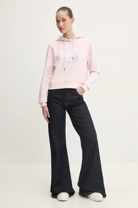 Хлопковая кофта Guess Jeans W5RQ29.K68I4 розовый SS25