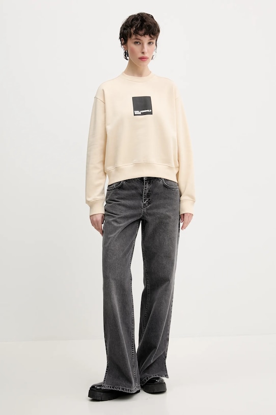 Pamučna dukserica Karl Lagerfeld Jeans A1W20006 bež SS25