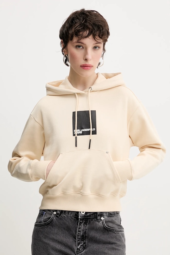 Karl Lagerfeld Jeans hanorac de bumbac print bej A1W20007