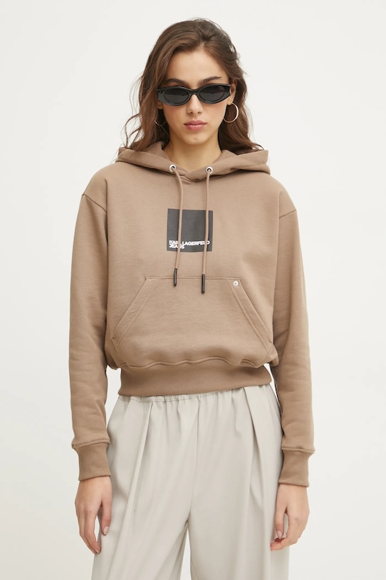 Pamučna dukserica Karl Lagerfeld Jeans pamuk bež A1W20007