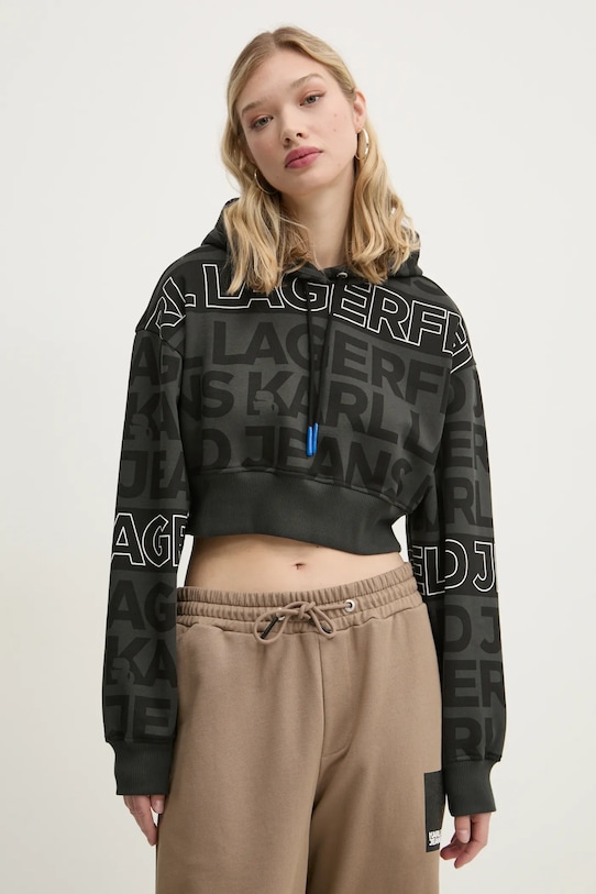 Bavlněná mikina Karl Lagerfeld Jeans s kapucí černá A1W20067