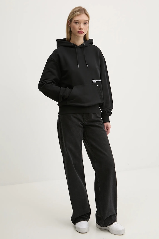 Karl Lagerfeld Jeans hanorac de bumbac A1W20019 negru SS25