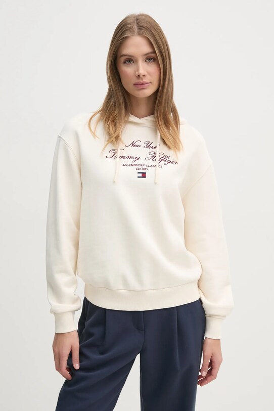Хлопковая кофта Tommy Hilfiger хлопок бежевый WW0WW43842