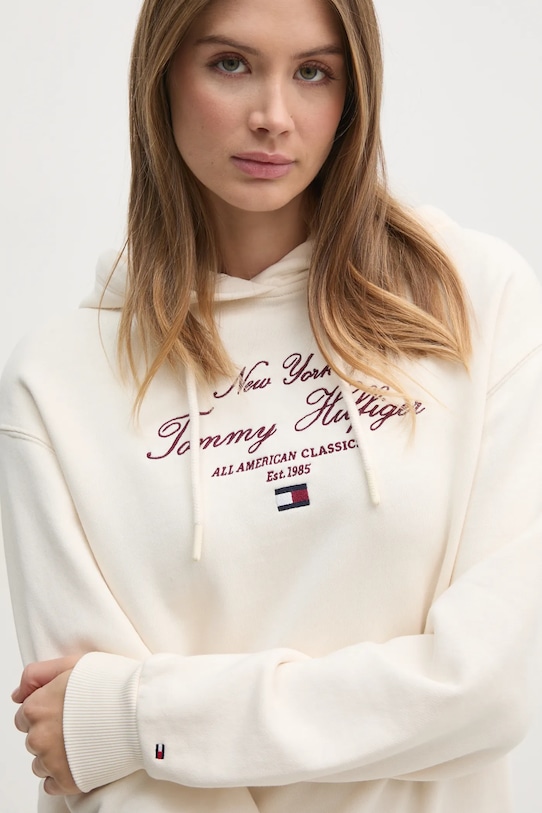 Bavlněná mikina Tommy Hilfiger béžová WW0WW43842