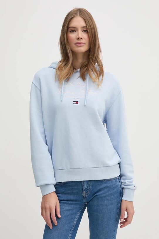 Tommy Hilfiger hanorac de bumbac imprimeu albastru WW0WW43842