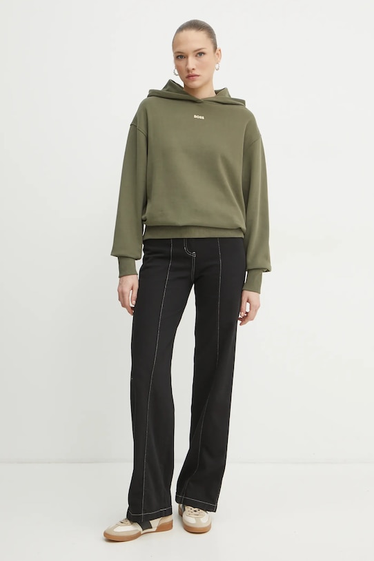 BOSS Orange hanorac de bumbac 50534815 verde SS25