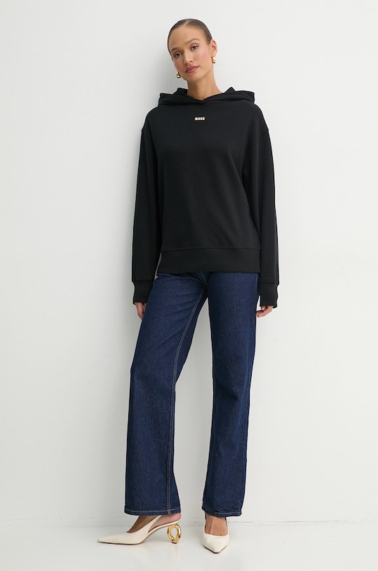 Βαμβακερή μπλούζα BOSS Orange 50534815 μαύρο SS25