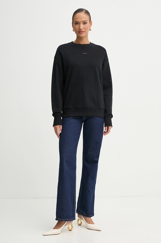 BOSS Orange bluza bawełniana 50534821 czarny SS25