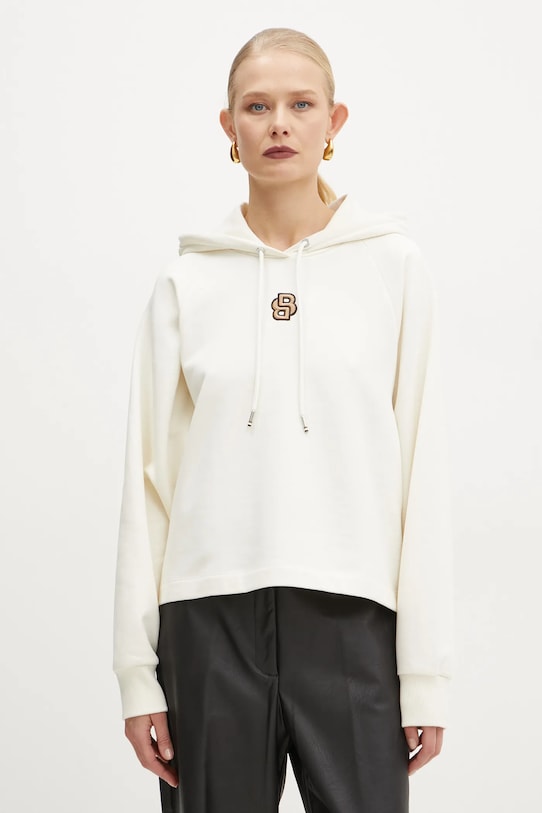 BOSS bluza bawełniana z kapturem beżowy 50537934