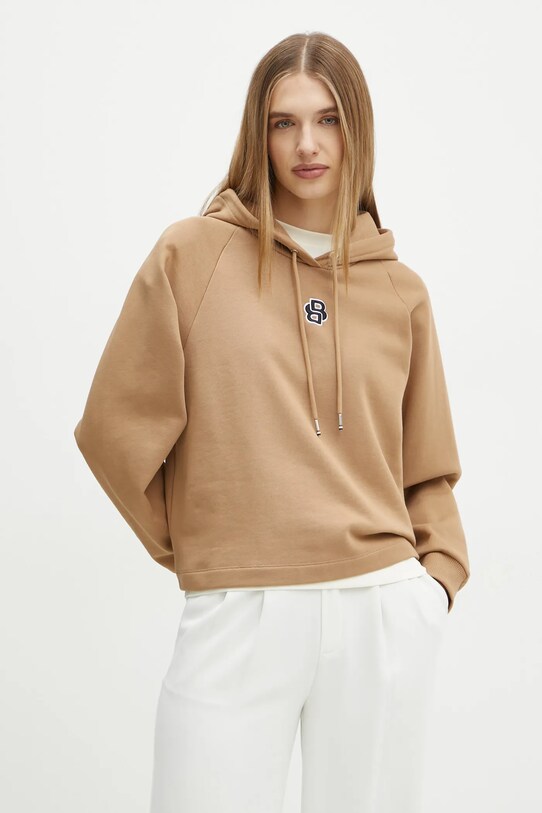 BOSS bluza bawełniana z kapturem beżowy 50537934