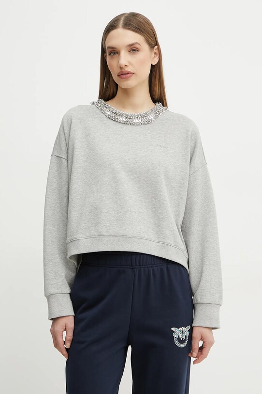 Bavlněná mikina Pinko bez kapuce šedá 104833.A2FV