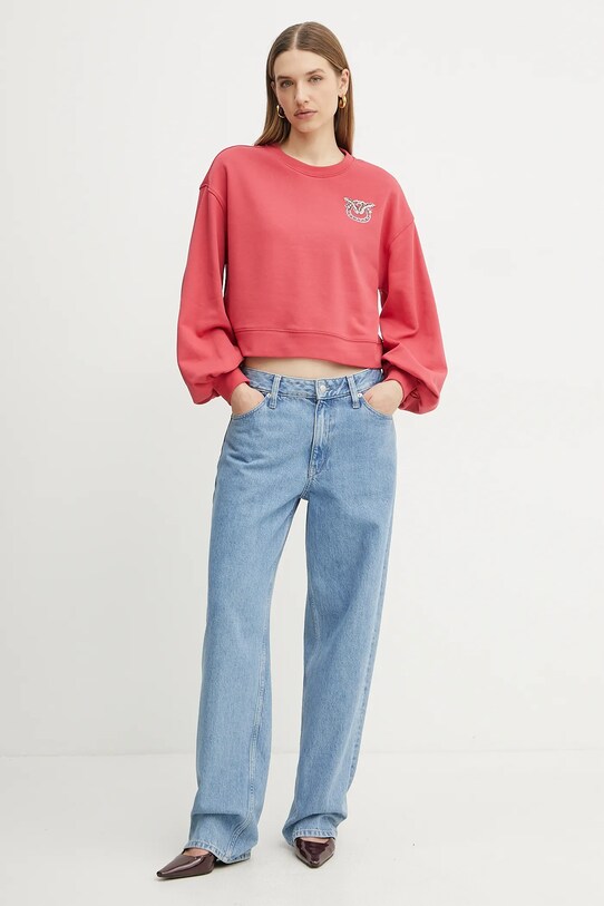 Pinko felpa in cotone 102827.A2G8 rosa SS25