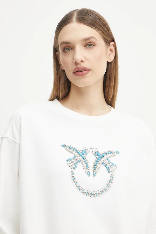 Бавовняна кофта Pinko без капюшона білий 100534.A2G8