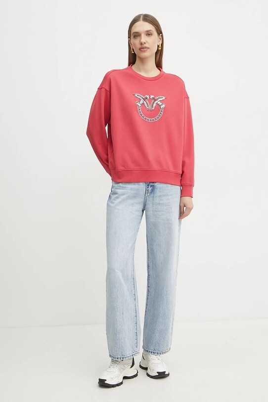 Pinko felpa in cotone 100534.A2G8 rosa SS25