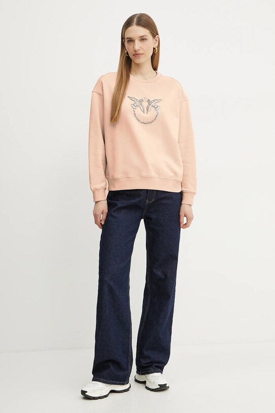 Pinko felpa in cotone 100534.A2G8 rosa SS25