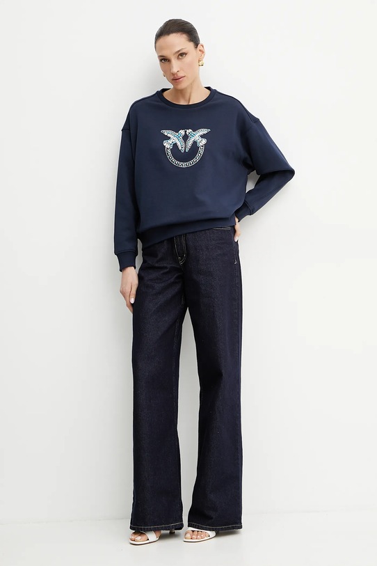 Βαμβακερή μπλούζα Pinko 100534.A2G8 σκούρο μπλε SS25