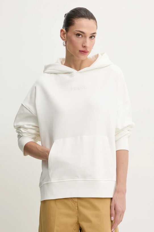 Pinko bluza bawełniana z kapturem biały 104623.A2F9