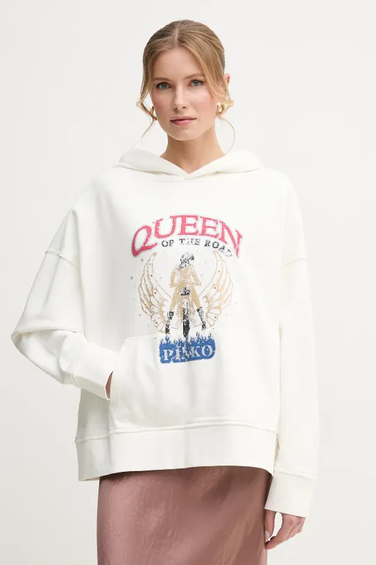 Pinko bluza bawełniana nadruk biały 104623.A2DB