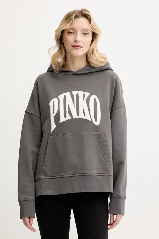 Pinko bluza bawełniana nadruk szary 104623.A2CU