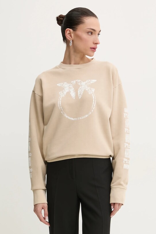 Bavlnená mikina Pinko bavlna béžová 104618.A2CV