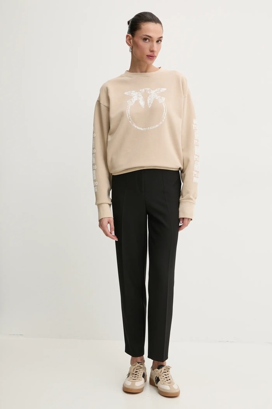 Bavlnená mikina Pinko 104618.A2CV béžová SS25