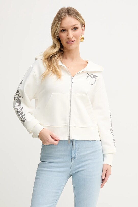 Pinko bluza bawełniana nadruk biały 104622.A2CV