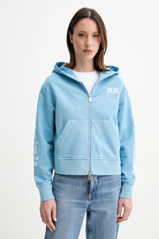 Pinko bluza bawełniana nadruk niebieski 104622.A2CV