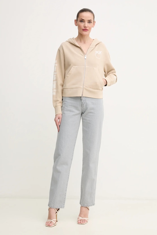 Pinko hanorac de bumbac 104622.A2CV bej SS25