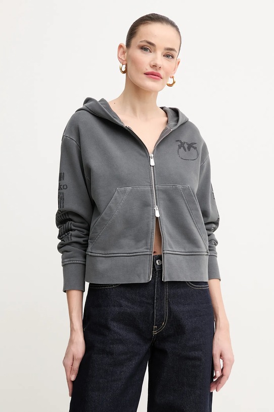 Pinko bluza bawełniana nadruk szary 104622.A2CV