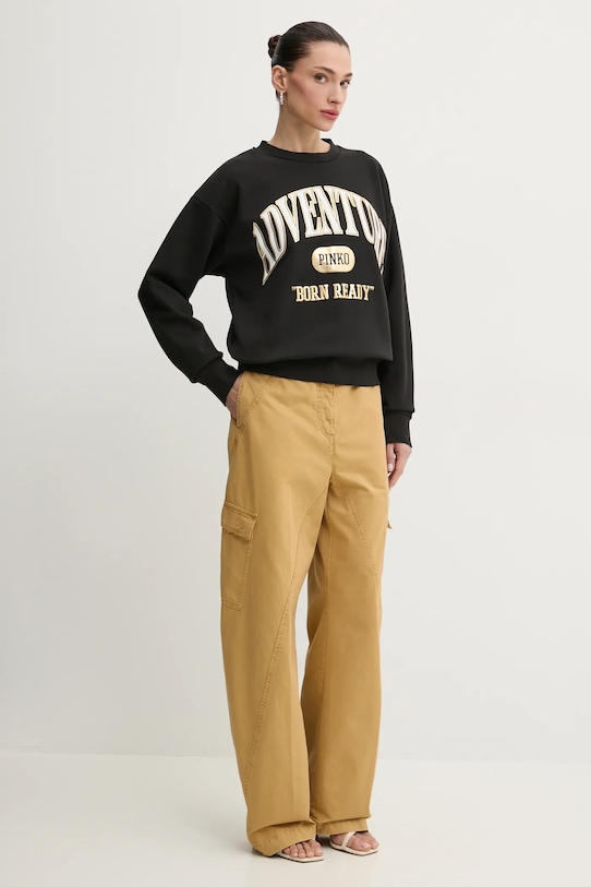 Βαμβακερή μπλούζα Pinko 104618.A2CZ μαύρο SS25