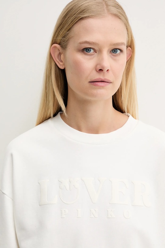 Bavlněná mikina Pinko bílá 104618.A2DC