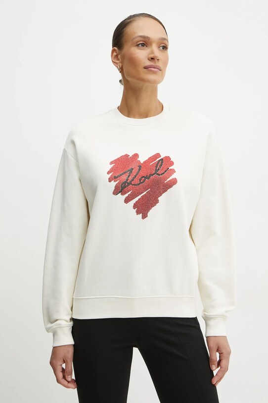 Karl Lagerfeld hanorac de bumbac imprimeu bej A1W20045