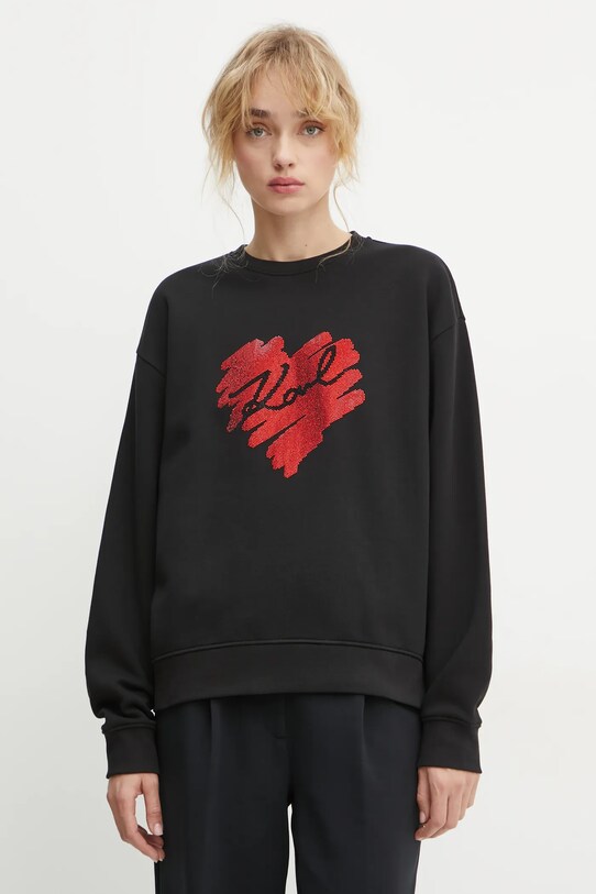 Karl Lagerfeld hanorac de bumbac imprimeu negru A1W20045