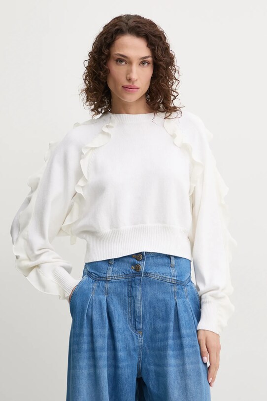 Twinset sweter bawełniany bawełna biały 251AP3180