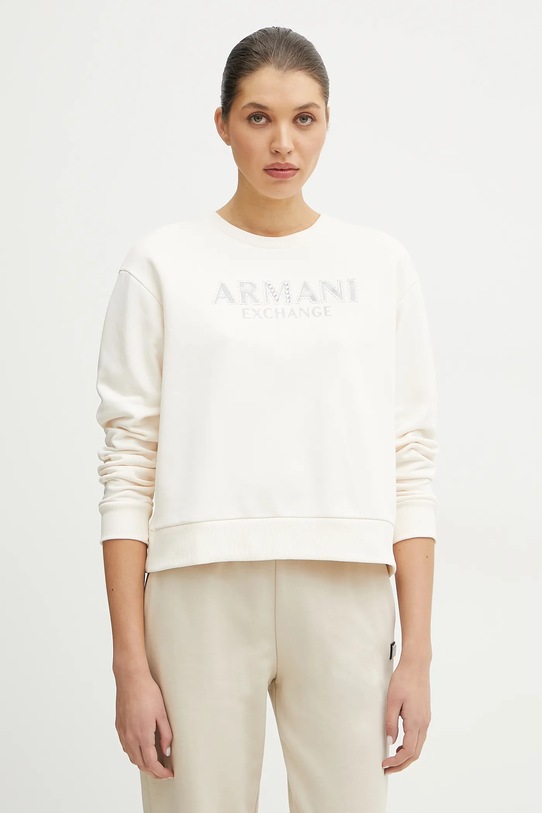 Bavlnená mikina Armani Exchange nášivka béžová XW000159.AF11851