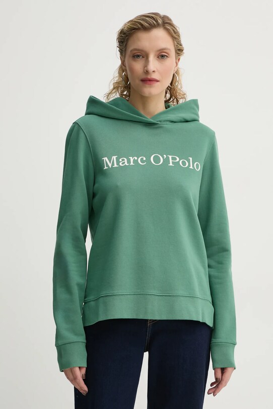 Хлопковая кофта Marc O'Polo с капюшоном зелёный 500407354057