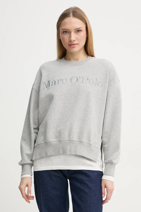 Бавовняна кофта Marc O'Polo без капюшона сірий 502407354033