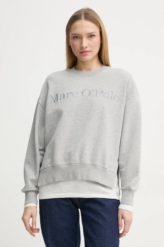 Bavlněná mikina Marc O'Polo bez kapuce šedá 502407354033